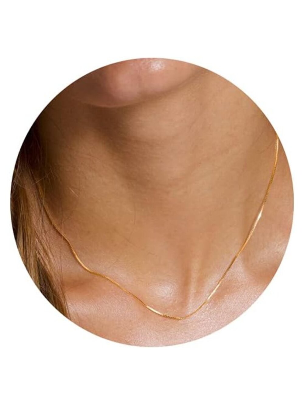 18K Gold Plated Thin Box Chain Necklace Women 16+2 Inch Choker